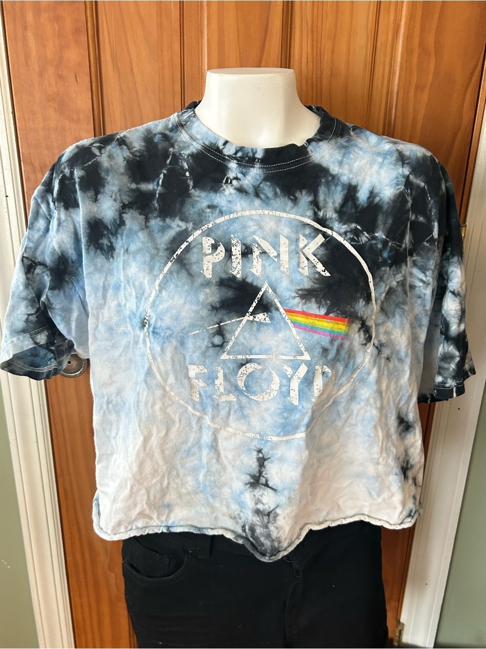 Pink Floyd Black & Light Blue Tie-Dye Kids Short Sleeve Tee